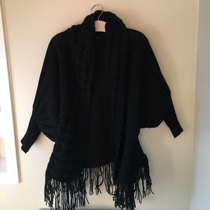 Boutique Fringe Poncho Sweater